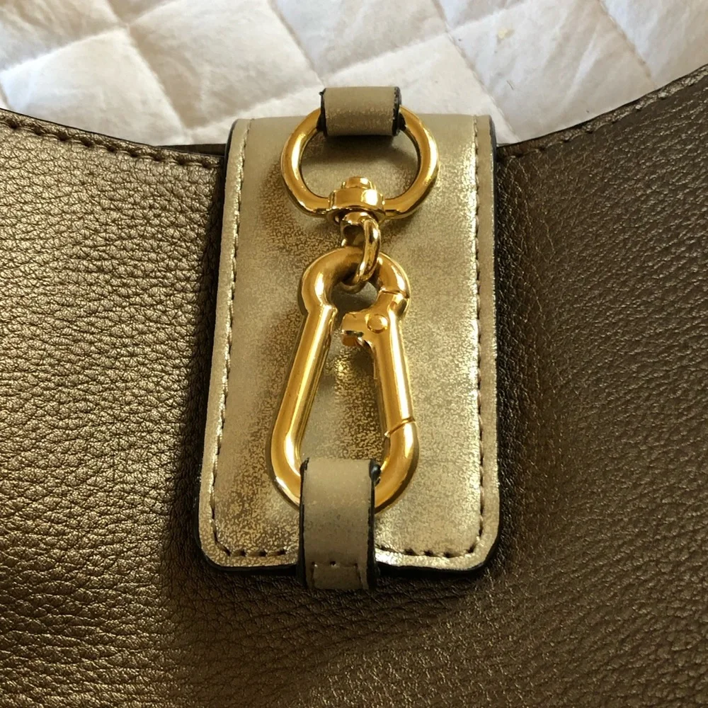 Kate Landry Pewter with gold detail shoulder purse/tote - Picture 4 of 9